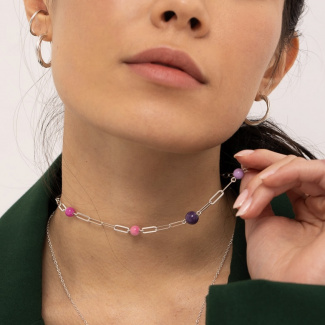 Choker PINK z różowymi kamieniami