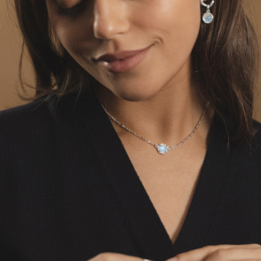 AURA LUNA Choker z kamieniem do wyboru srebrny