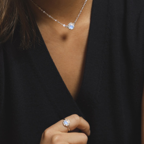 AURA LUNA Choker z kamieniem do wyboru srebrny