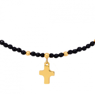 Naszyjnik Choker Onyks z Krzyżykiem