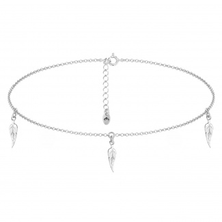Srebrny Naszyjnik Choker z Piórkami