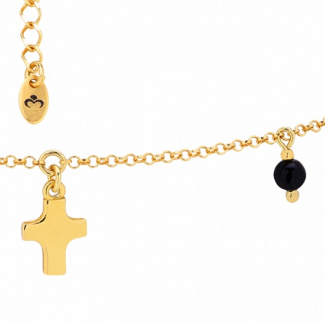 Naszyjnik Choker Krzyże i Czarne Perełki