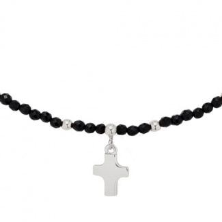 Naszyjnik Choker Onyks z Krzyżykiem