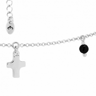 Naszyjnik Choker Krzyże i Czarne Perełki