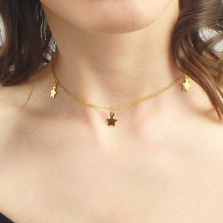 Pozłacany Naszyjnik Choker z Gwiazdkami