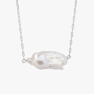 WOLNA Choker z łańcuszka z dużą perłą barokową