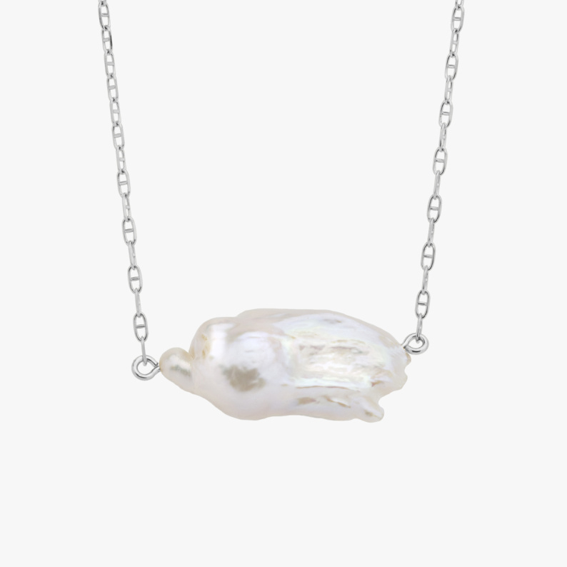 WOLNA Choker z łańcuszka z dużą perłą barokową