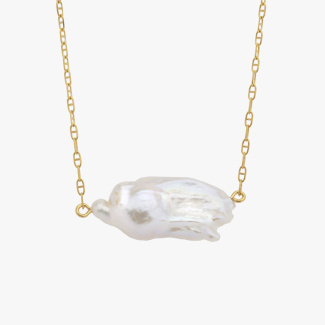 WOLNA Choker z łańcuszka z dużą perłą barokową