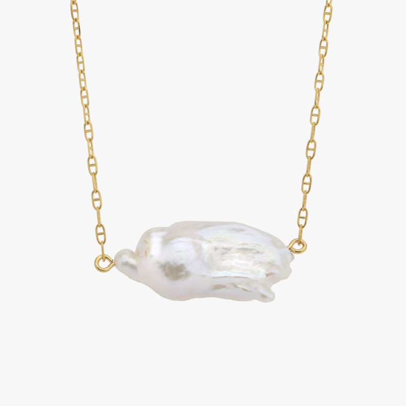 WOLNA Choker z łańcuszka z dużą perłą barokową