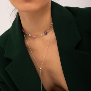 Choker PINK z różowymi kamieniami