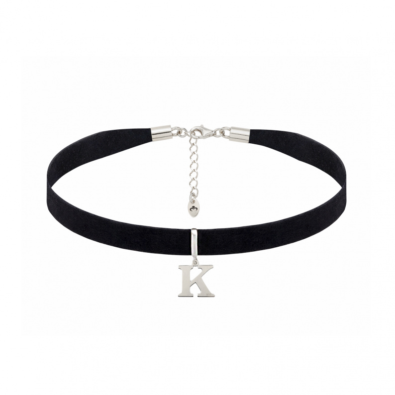 Czarny choker KIM z literką do wyboru