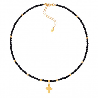Naszyjnik Choker Onyks z Krzyżykiem