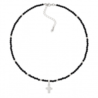 Naszyjnik Choker Onyks z Krzyżykiem