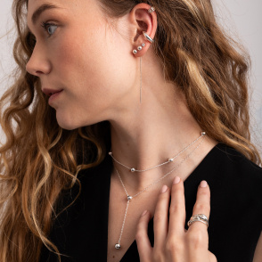 SHE KNOWS Choker z kulkami 6 mm srebrny