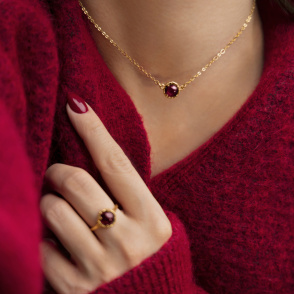 AURA GARNET Choker z kamieniem do wyboru pozłacany