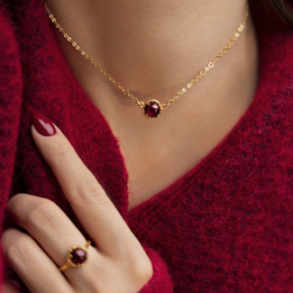 AURA GARNET Choker z kamieniem do wyboru pozłacany