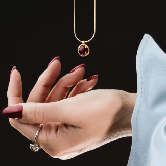 AURA GARNET Naszyjnik z kamieniem do wyboru pozłacany