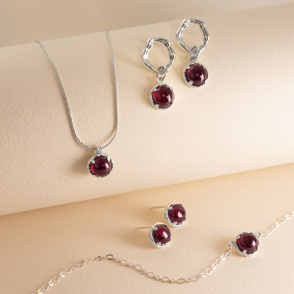 AURA GARNET Naszyjnik z kamieniem do wyboru srebrny
