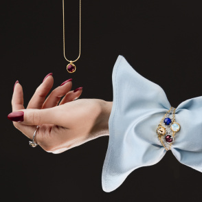 AURA GARNET Naszyjnik z kamieniem do wyboru pozłacany