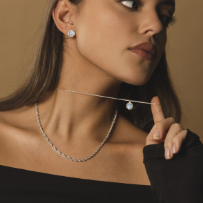 AURA LUNA Naszyjnik z kamieniem do wyboru srebrny