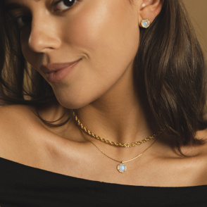 AURA LUNA Naszyjnik z kamieniem do wyboru pozłacany