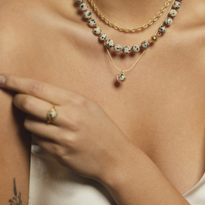 AURA JASPER Naszyjnik z kamieniem do wyboru pozłacany