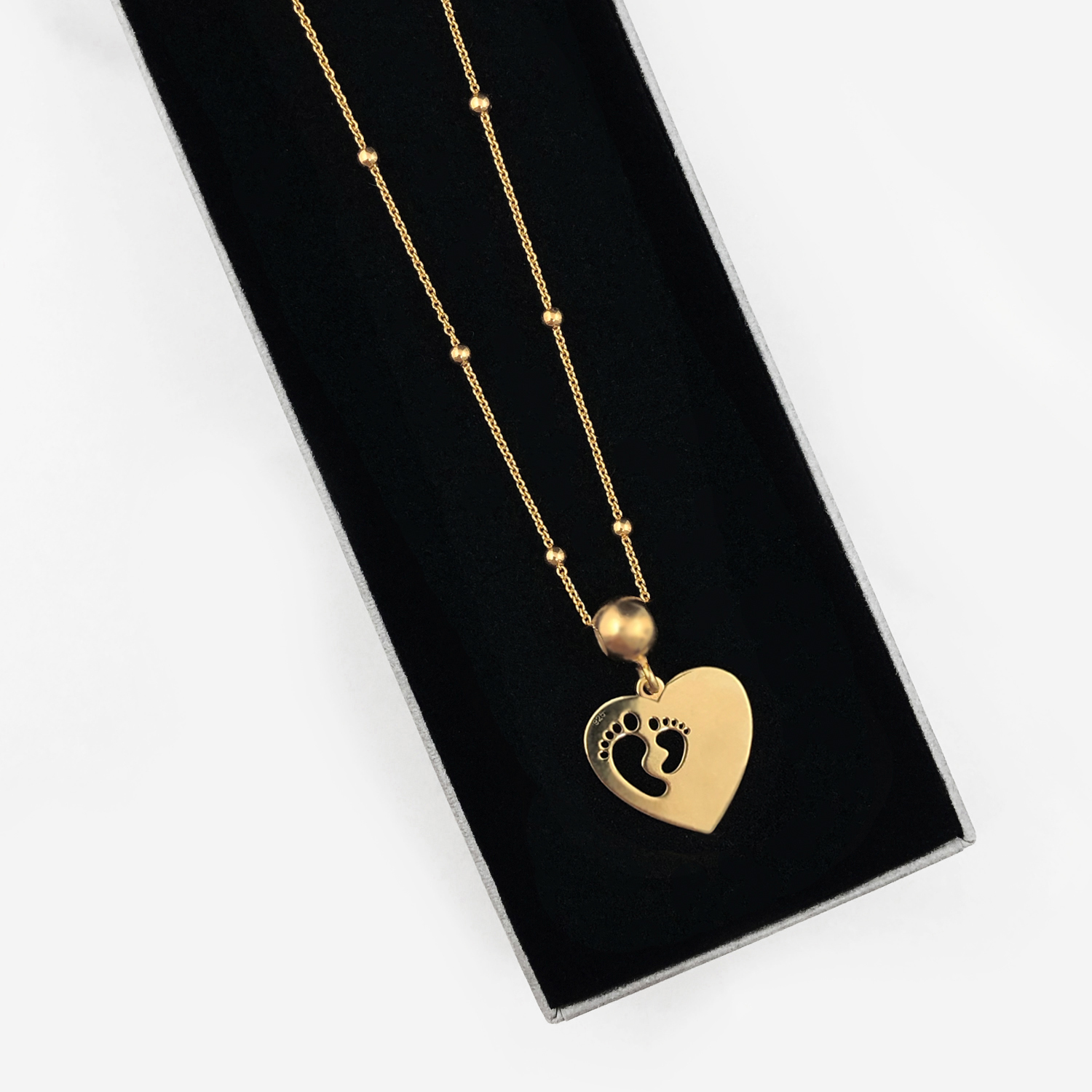 Naszyjnik dla Mamy SERCE ZE STÓPKAMI + Grawer - Łańcuszki z zawieszkami