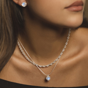AURA LUNA Naszyjnik z kamieniem do wyboru srebrny
