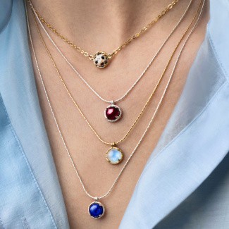 AURA GARNET Naszyjnik z kamieniem do wyboru srebrny