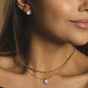 AURA LUNA Naszyjnik z kamieniem do wyboru pozłacany