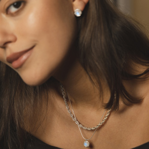 AURA LUNA Naszyjnik z kamieniem do wyboru srebrny