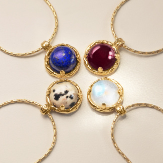 AURA GARNET Naszyjnik z kamieniem do wyboru pozłacany