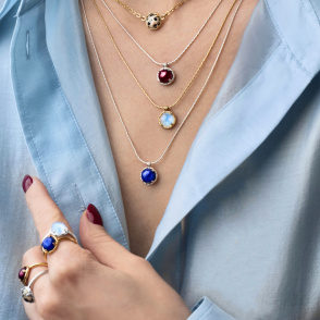 AURA GARNET Naszyjnik z kamieniem do wyboru srebrny