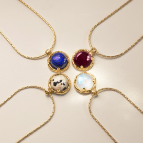 AURA JASPER Naszyjnik z kamieniem do wyboru pozłacany