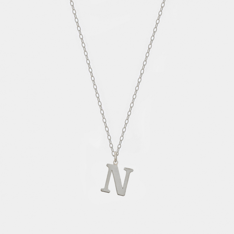 Naszyjnik z literką N - 42 cm srebrny
