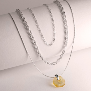 HONEY Naszyjnik z cytrynem srebrny