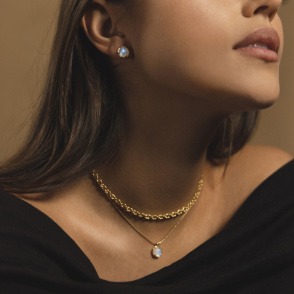 AURA LUNA Sztyfty z kamieniami do wyboru pozłacane