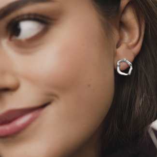 ECHO Kolczyki owalne srebrne