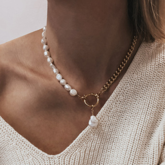 Choker z pereł i łańcucha z dużą perłą I AM