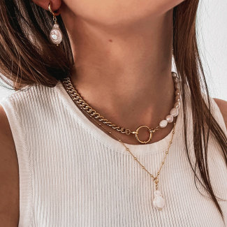 Choker z pereł i łańcucha ALL EYES ON ME