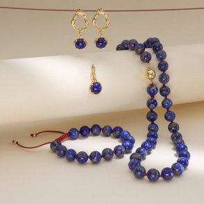 AROUND THE WORLD Naszyjnik lapis lazuli z zapięciem srebrnym