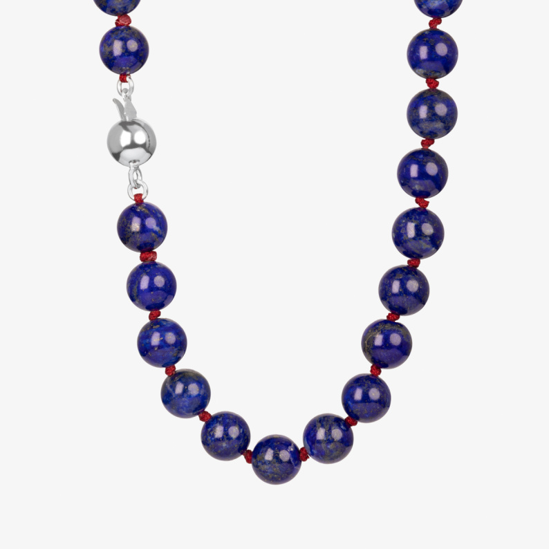 AROUND THE WORLD Naszyjnik lapis lazuli z zapięciem srebrnym