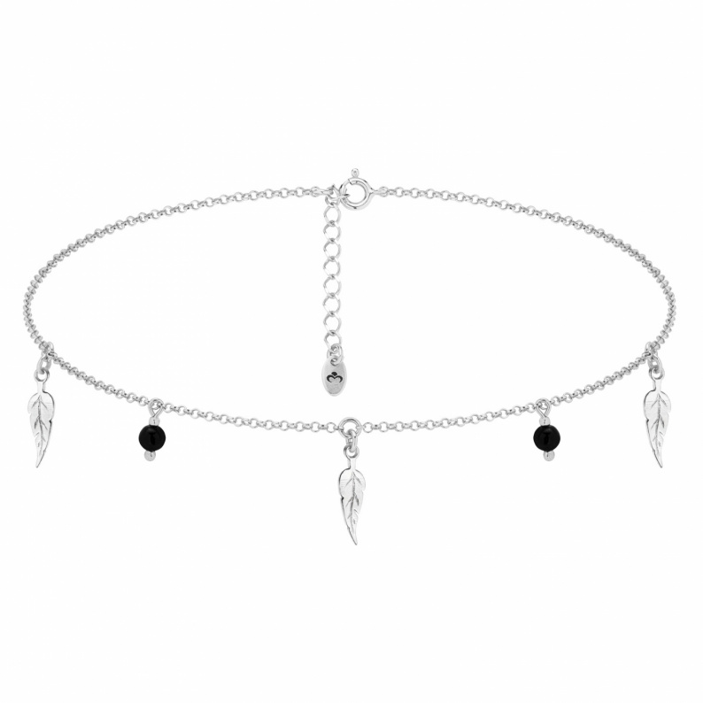 Naszyjnik Choker Pióka i Czarne Perełki