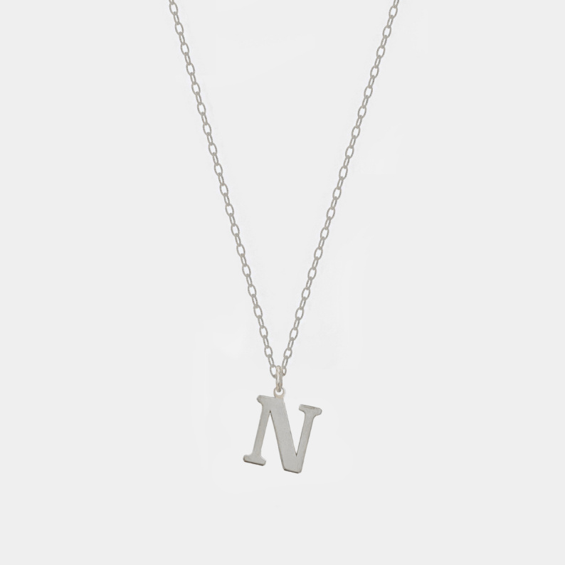 Naszyjnik z literką N - 42 cm srebrny