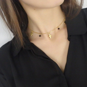 Srebrny Naszyjnik Choker z Krzyżykami