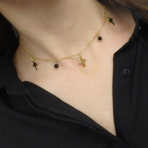 Srebrny Naszyjnik Choker z Krzyżykami