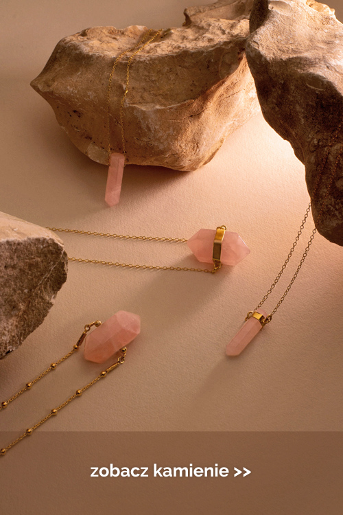 Naszyjniki z naturalnym kwarcem różowym w oprawie wykonanej ze srebra i złota