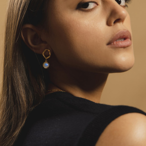 AURA LUNA Kolczyki z kamieniami do wyboru pozłacane