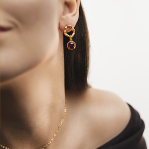 AURA GARNET Kolczyki z kamieniami do wyboru pozłacane