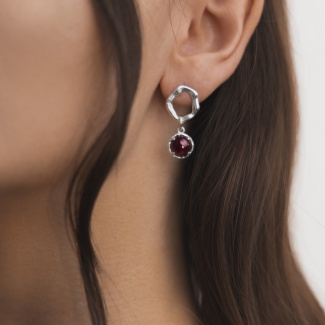 AURA GARNET Kolczyki z kamieniami do wyboru srebrne
